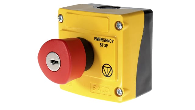 BACO LBX1 Series Key Release Emergency Stop Push Button, Surface Mount, 2NC, IP66 | LBX11302