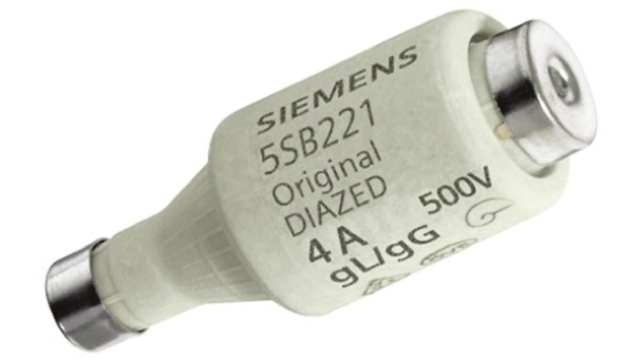 Siemens 4 A D02 Diazed Fuse, E27 Thread Size, 500 V ac | 5SB221