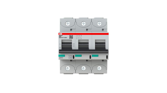ABB High Performance S800S Miniature Circuit Breaker, 3-Pole, 80 A, Type B, 690 V AC, 250 V DC, 50 kA Breaking Capacity | 2CCG001220R0001