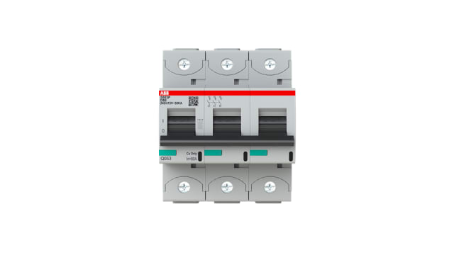 ABB High Performance S800S Miniature Circuit Breaker, 3-Pole, 80 A, Type D, 690 V AC, 250 V DC, 50 kA Breaking Capacity | 2CCG001244R0001