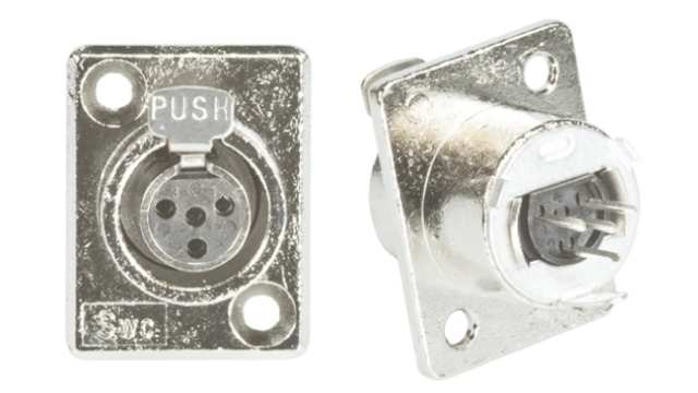 Switchcraft Panel XLR Connector, Straight, 125 V Female, 4 Way, Silver Plating | TY4F