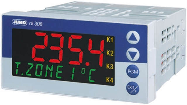 Jumo di 308 LCD Process Indicator for Current, Pressure, Voltage, Temperature,  48 mm  x 96 mm | 701550/181-000-23/000
