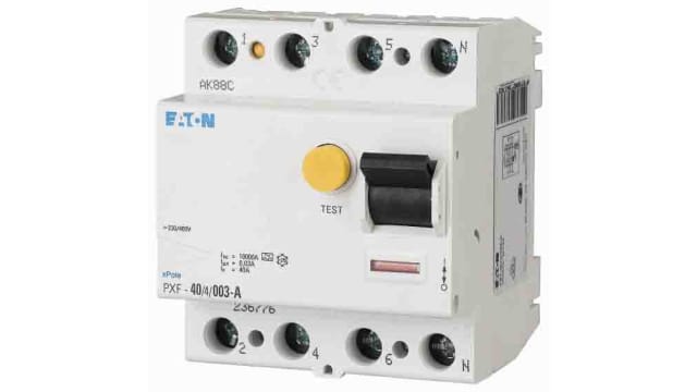 Eaton PXF-A RCCB, 40A, 3+N Pole, 500mA, Type A | 236779 PXF-40/4/05-A