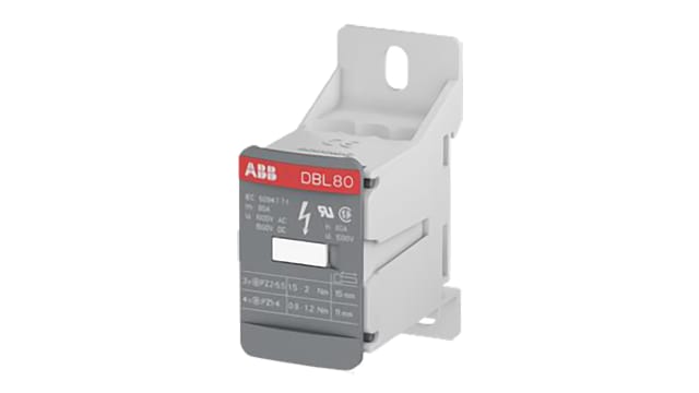 Entrelec Distribution Block, 7 Way, 1.5 kV dc, 1 kV ac, 80A, Grey | 1SNL308010R0000
