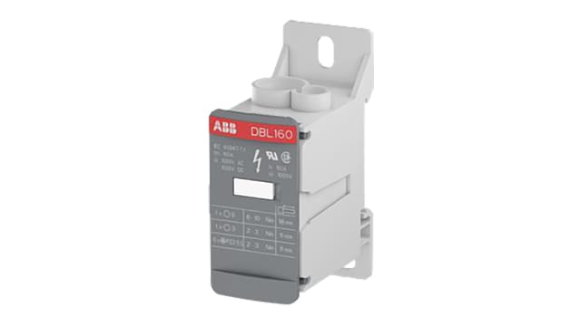 Entrelec Distribution Block, 8 Way, 1.5 kV dc, 1 kV ac, 160A, Grey | 1SNL316010R0000