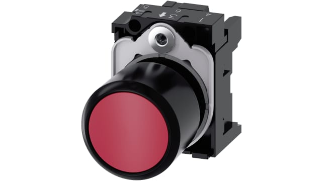 Siemens SIRIUS ACT Series Red Momentary Push Button Head, 22 mm Cutout, IP69K, IP67, IP66 | 3SU1200-0EB20-0AA0