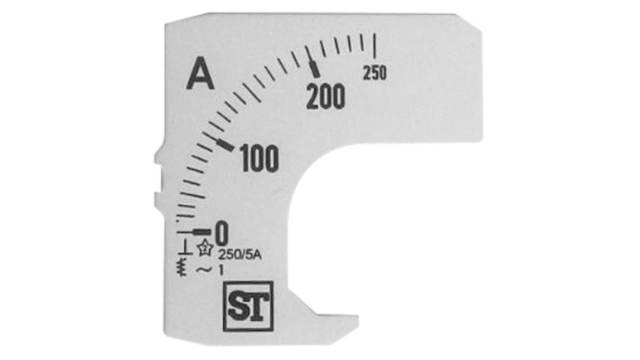 Sifam Tinsley Meter Scale For Use With  48 x 48 Analogue Panel Ammeter | EQ44-00D1-0001 0/250A