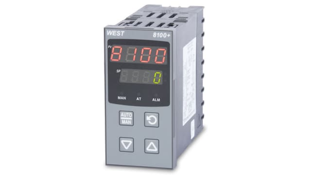 West Instruments P8100+ Panel Mount PID Temperature Controller, 48 x 96mm 1 Input, 3 Output Relay, 100 → 240 V | P8100-2-1-1-1-0-0-2-0