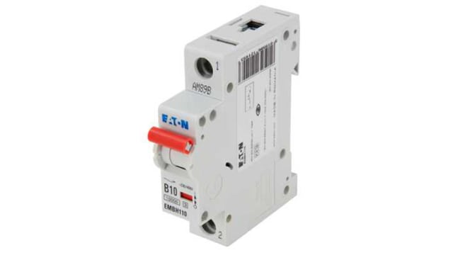 Eaton MEM Shield EMBH Miniature Circuit Breaker, 1-Pole, 10 A, Type B, 240 V AC, 48 V DC, 10 kA Breaking Capacity | EMBH110 EMBH110