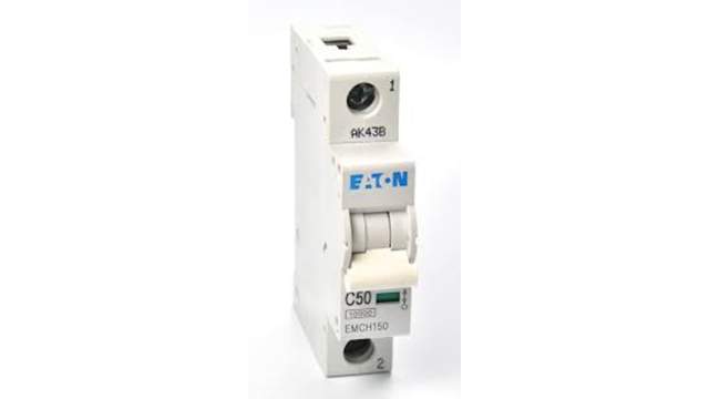 Eaton MEM Shield EMCH Miniature Circuit Breaker, 1-Pole, 50 A, Type C, 240 V ac AC, 48 V dc DC, 10 kA Breaking Capacity | EMCH150 EMCH150