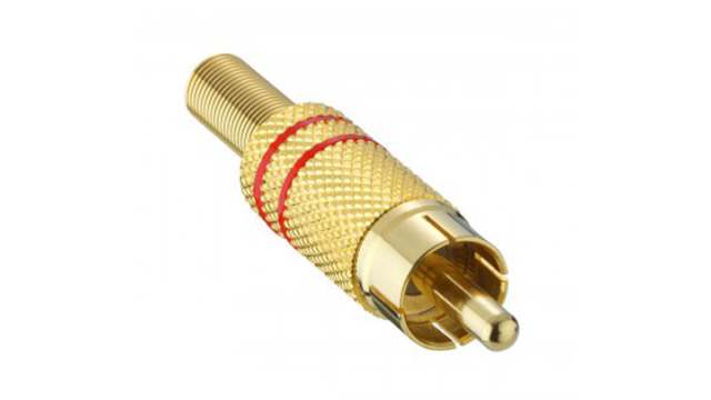 Lumberg Red, Gold Straight RCA Plug, Gold, 5A | 1573 01 V RED