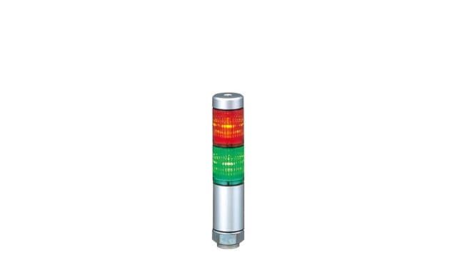 Patlite MPS Series Coloured Signal Tower, 2 Lights, 24 V ac/dc, Direct Mount | MPS-202-RG