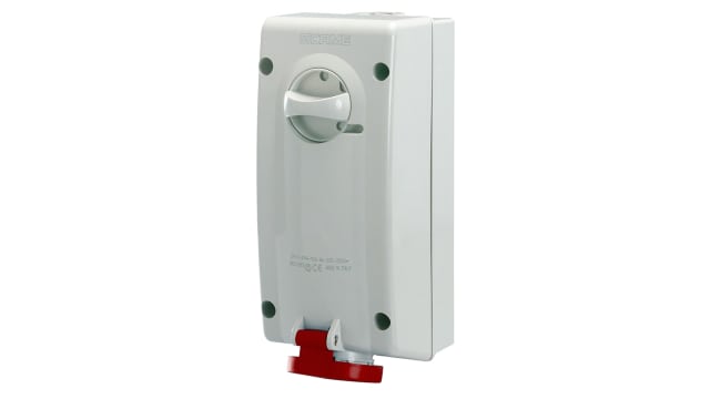 Scame Straight Switchable IP44 Industrial Interlock Socket 3+N+E, Earthing Position 6h, 32A, 415 V | 560.3287