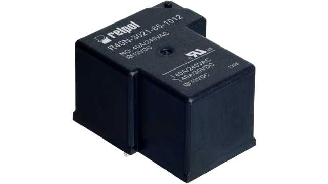 Relpol PCB Mount Power Relay, 220V ac Coil, 40A Switching Current | R40N-3011-85-5220