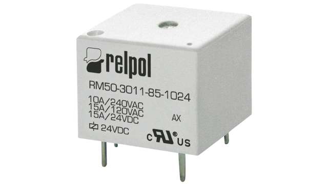 Relpol PCB Mount Power Relay, 3V dc Coil, 15A Switching Current, SPDT | RM50-3011-85-1003