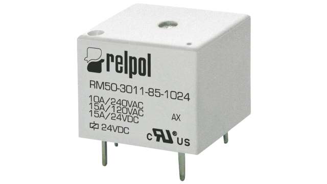 Relpol PCB Mount Power Relay, 24V dc Coil, 15A Switching Current, SPDT | RM50-3011-85-1024