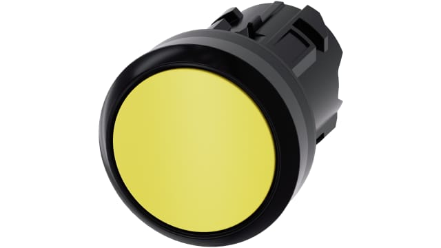 Siemens SIRIUS ACT Series Yellow Latching Push Button Switch, 22 mm Cutout, IP69K, IP67, IP66 | 3SU1000-0AA30-0AA0