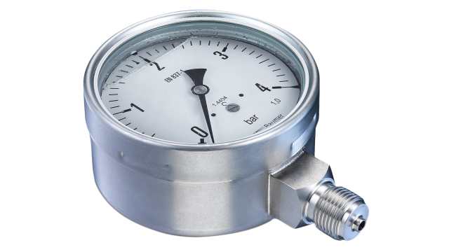 Bourdon Analogue Pressure Gauge 6bar Bottom Entry 100mm Outside Diameter, UKAS | MEX5D31B20