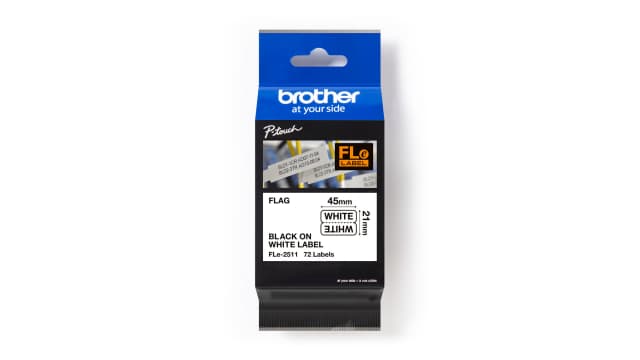 Brother Black on White Label Printer Tape, 45 mm Width, 45mm Label Length, 21mm Label Width | FLE2511