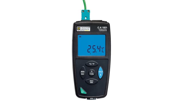Chauvin Arnoux CA 1821 Wired Digital Thermometer, Type S, Type R, Type E, K, Type N, Type T, Type J Probe, 1 Input(s), | P01654821