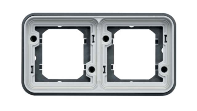 Hager WNA Grey Grey Polypropylene Back Box Mounting Frame, IP55, Surface Mount, 2 Gangs 83 mm 23 mm 83 mm | WNA402