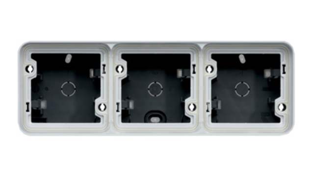 Hager WNA Grey Grey Polypropylene Back Box, IP55, Surface Mount, 3 Gangs 76 mm 56 mm 76 mm | WNA683