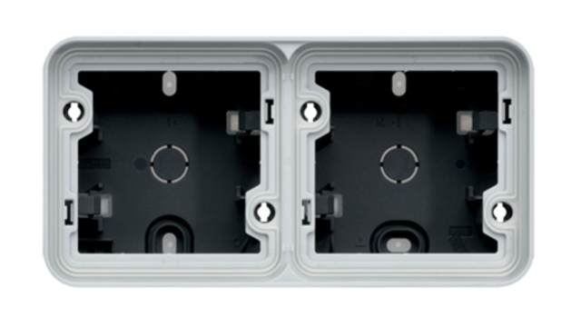 Hager WNA Grey Grey Polypropylene Back Box, IP55, Surface Mount, 2 Gangs 76 mm 56 mm 76 mm | WNA685