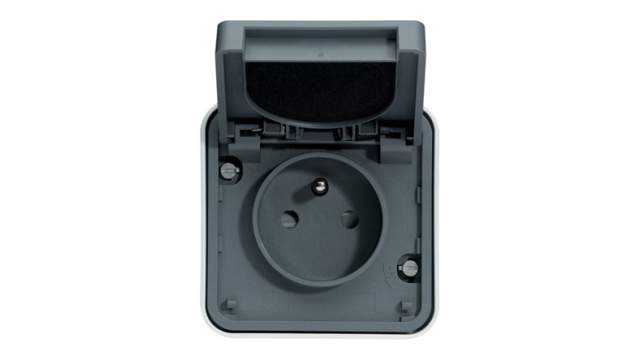 Hager cubyko Grey 1 Gang Plug Socket, 16 A Outdoor | WNC100