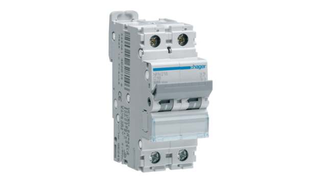 Hager NFN Miniature Circuit Breaker, 2-Pole, 16 A, Type C, 400 V AC, 10 kA Breaking Capacity | NFN216