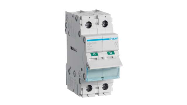 Hager 2P Pole Isolator Switch - 80A Maximum Current, IP20 | SBN280