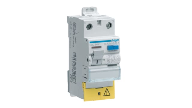 Hager RCCB, 40A, 2 Pole, 30mA | CDC140F