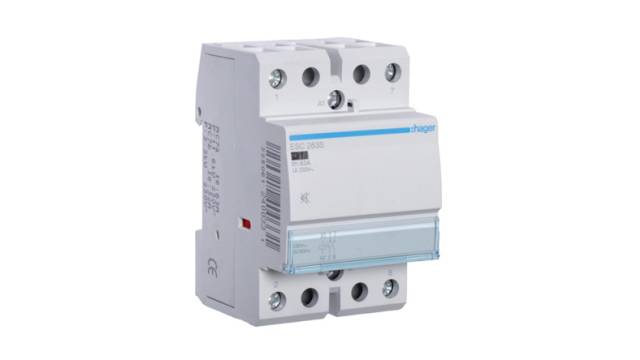 Hager ESC Contactor, 230 V ac Coil, 2-Pole, 63 A, 6.5 kW 230 V, 2 NO, 400V | ESC263S