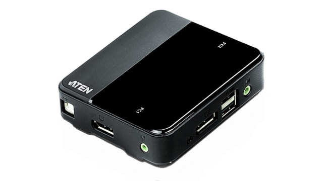 Aten 2 Port USB DisplayPort KVM Switch 3.5 mm Stereo 4096 x 2160 pixel Maximum Resolution | CS782DP-AT
