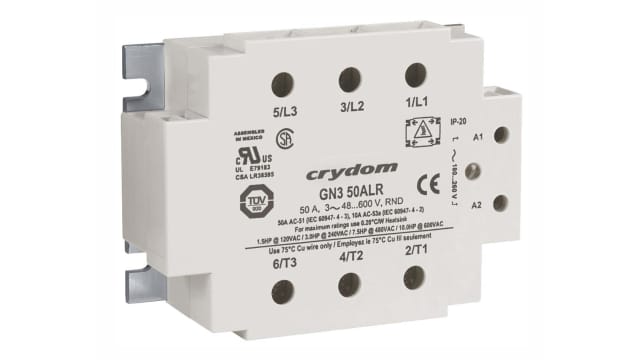 Sensata Crydom GN3 Series Solid State Relay, 25 A rms Load, Panel Mount, 600 V ac Load, 32 V dc Control | GN325DSZ