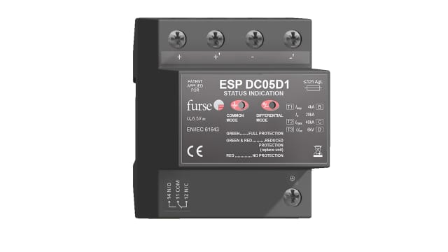 WJ Furse, ESP-DCD1 Surge Suppressor Unit 5V dc Maximum Voltage Rating 100 kA Maximum Surge Current Type 1+2, Type 3, | ESP DC05 D1