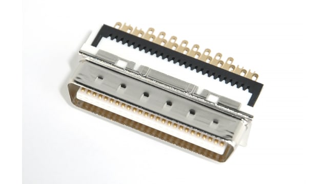 Hirose, DX 50 Way Male Straight Cable SCSI Connector 1.27 mm Pitch, Solder | DX40-50P(55)