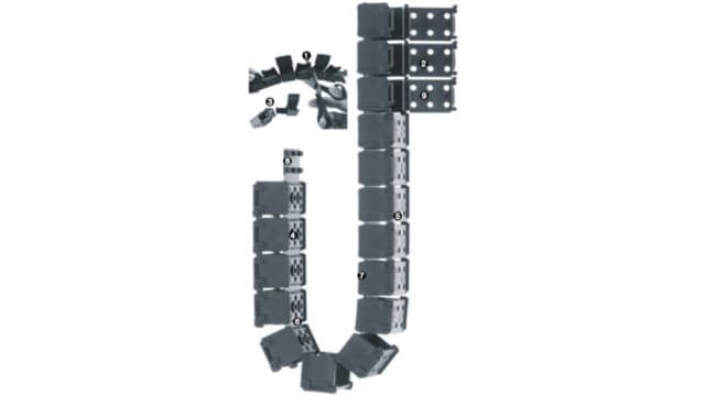 Igus E1.20 Black, W15 mm x D20 mm, L1 m, 28 mm Min. Bend Radius, Plastic | E1.20.015.028.0