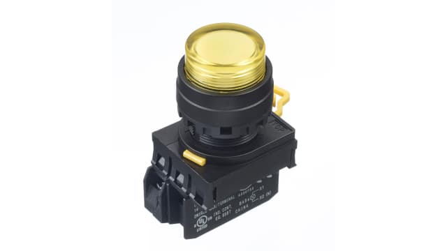 Idec YW Series Illuminated Push Button Complete Unit, Panel Mount, 22 mm Cutout Yellow, SPST, IP65 | YW1L-A2E10Q4Y