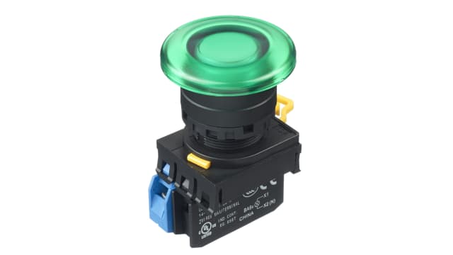 Idec YW Series Illuminated Push Button Complete Unit, Panel Mount, 22 mm Cutout Green, SPST, IP65 | YW1L-A4E10QM3G
