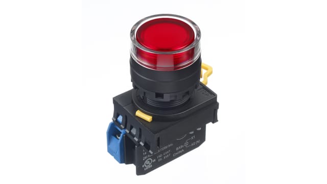 Idec YW Series Illuminated Push Button Complete Unit, Panel Mount, 22 mm Cutout Red, SPST, IP65 | YW1L-MF2E10Q4R