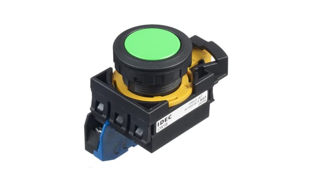 Idec CW Series Illuminated Push Button Switch, Maintained, Panel, 22 mm Cutout, SPST, IP65 | CW1B-A1E10G