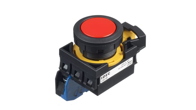 Idec CW Series Illuminated Push Button Switch, Maintained, Panel, 22 mm Cutout, SPST, IP65 | CW1B-A1E10R