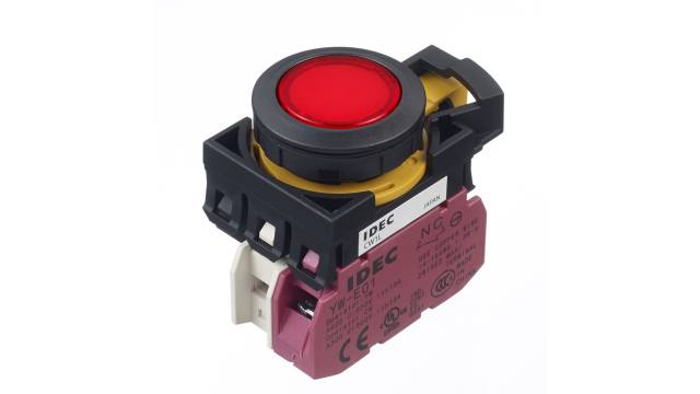 Idec CW Series Illuminated Push Button Switch, Momentary, Panel, 22 mm Cutout, SPST, Red LED, IP65 | CW1L-M1E01Q4R