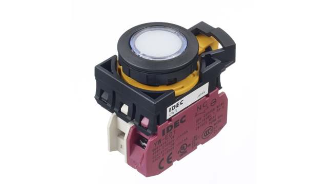 Idec CW Series Illuminated Push Button Switch, Momentary, Panel, 22 mm Cutout, SPST, White LED, IP65 | CW1L-M1E01QM4PW