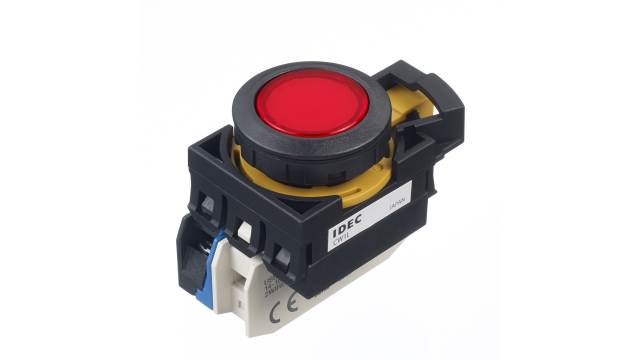 Idec CW Series Illuminated Push Button Switch, Momentary, Panel, 22 mm Cutout, SPST, Red LED, IP65 | CW1L-M1E10QM4R