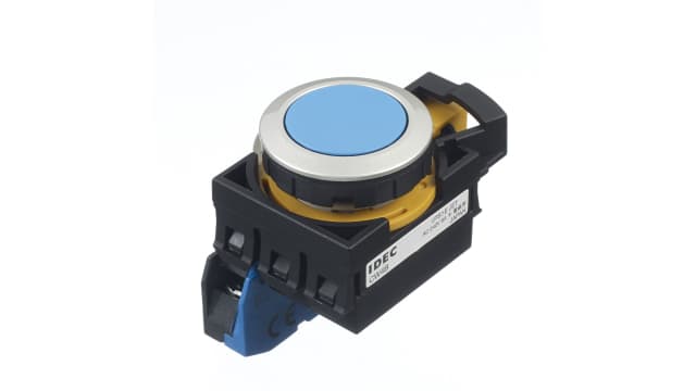 Idec CW Series Illuminated Push Button Switch, Maintained, Panel, 22 mm Cutout, SPST, Blue LED, IP65 | CW4B-A1E10S