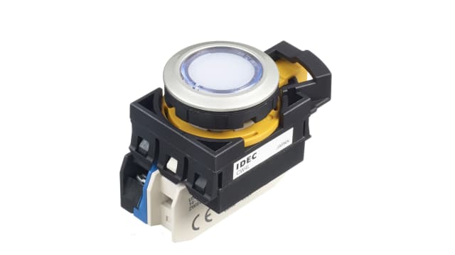Idec CW Series Illuminated Push Button Switch, Momentary, Panel, 22 mm Cutout, SPST, White LED, IP65 | CW4L-M1E10QM4PW