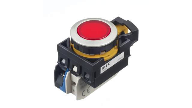 Idec CW Series Illuminated Push Button Switch, Momentary, Panel, 22 mm Cutout, SPST, Red LED, IP65 | CW4L-M1E10QM4R