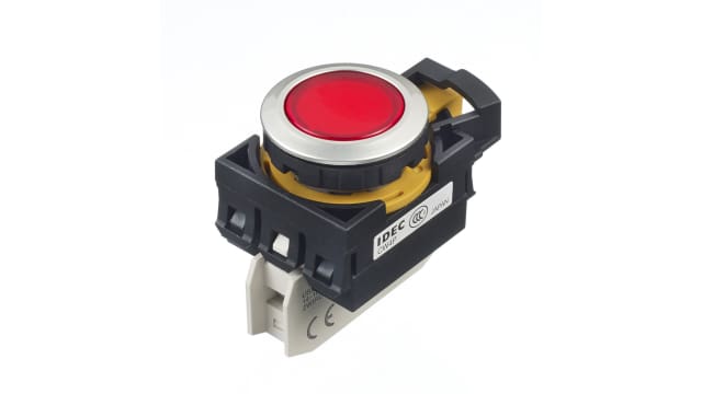 Idec CW Series Illuminated Push Button Switch, Panel, 22 mm Cutout, Red LED, IP66 | CW4P-1EQM4R
