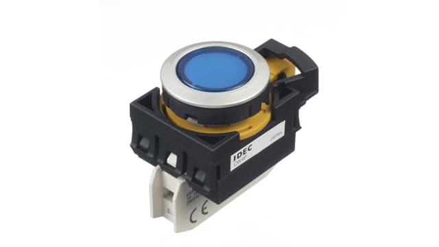 Idec CW Series Illuminated Push Button Switch, Panel, 22 mm Cutout, Blue LED, IP66 | CW4P-1EQM4S
